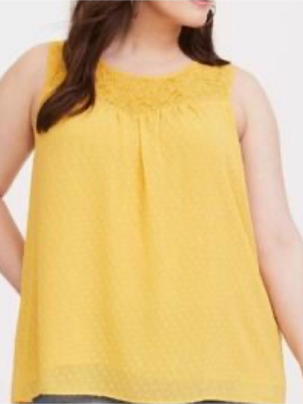 Torrid Mustard Yellow Clip Dot Embroidered Chiffon Tank Top Size 1 1X